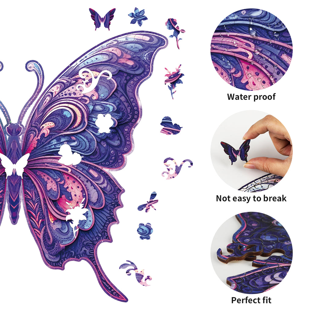 Whimsical Wooden Jigsaw Puzzle-Gorgeous Butterfly