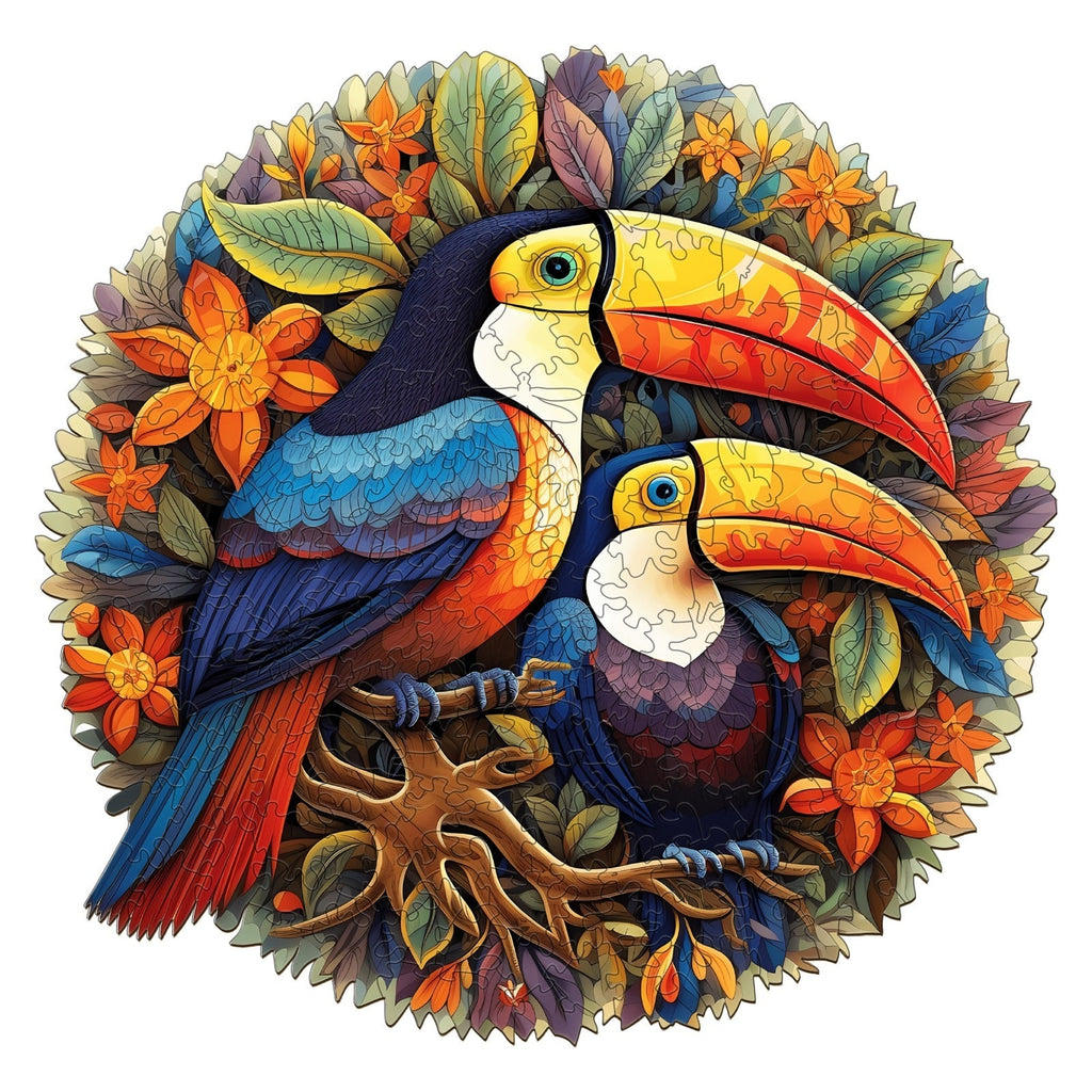 Whimsical Wooden Jigsaw Puzzle-gorgeous toucans