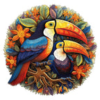 Whimsical Wooden Jigsaw Puzzle-gorgeous toucans