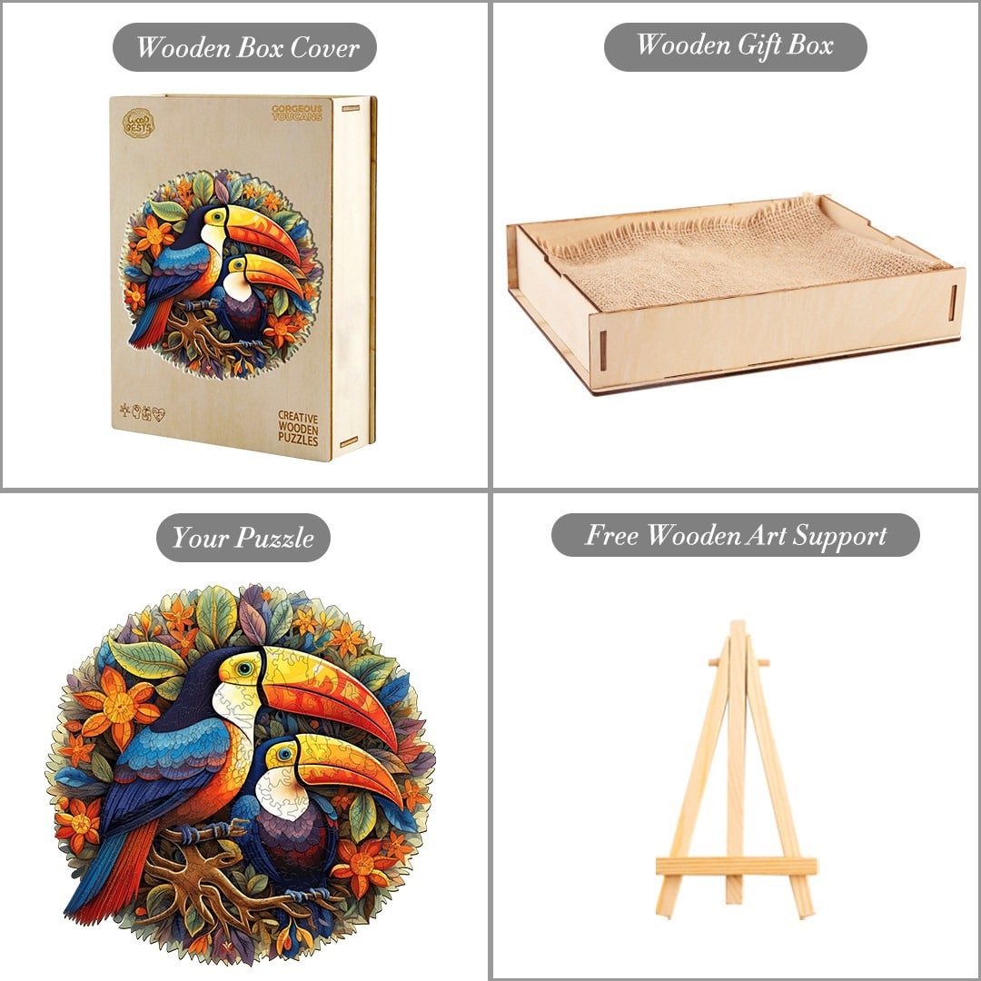 Whimsical Wooden Jigsaw Puzzle-gorgeous toucans
