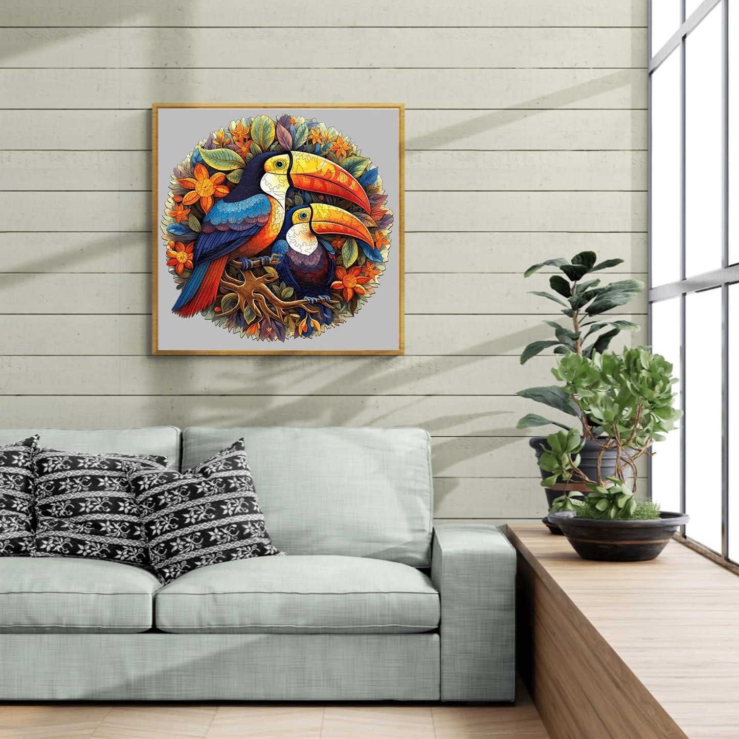 Whimsical Wooden Jigsaw Puzzle-gorgeous toucans