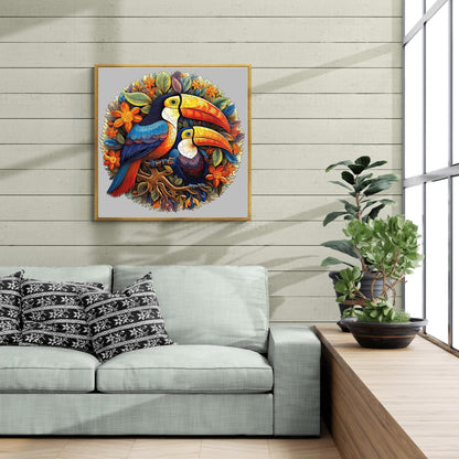 Whimsical Wooden Jigsaw Puzzle-gorgeous toucans