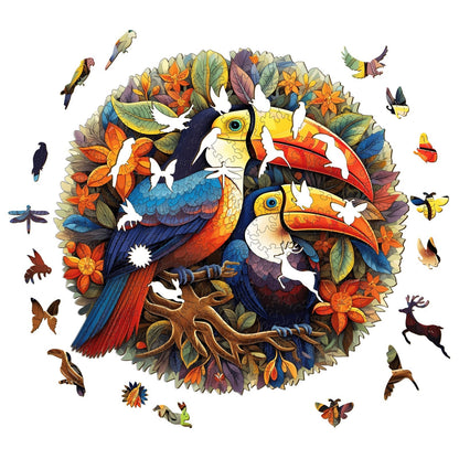 Whimsical Wooden Jigsaw Puzzle-gorgeous toucans