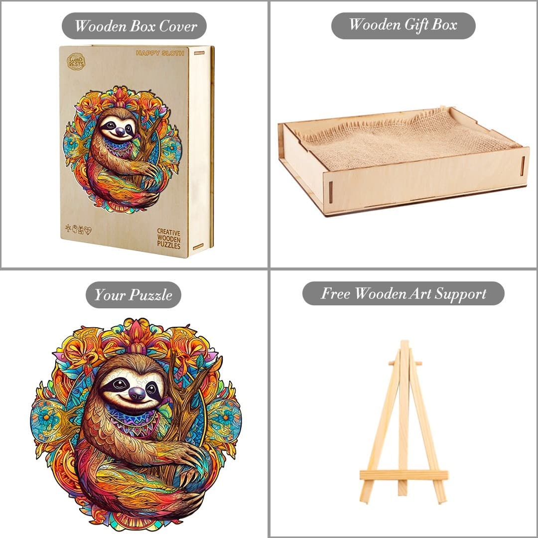 Whimsical Wooden Jigsaw Puzzle-HAPPY SLOTH