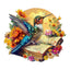 Whimsical Wooden Jigsaw Puzzle- Hummingbird on book
