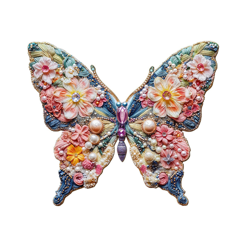 Whimsical Wooden Jigsaw Puzzle - Jewelry Butterfly - pickApuzzle