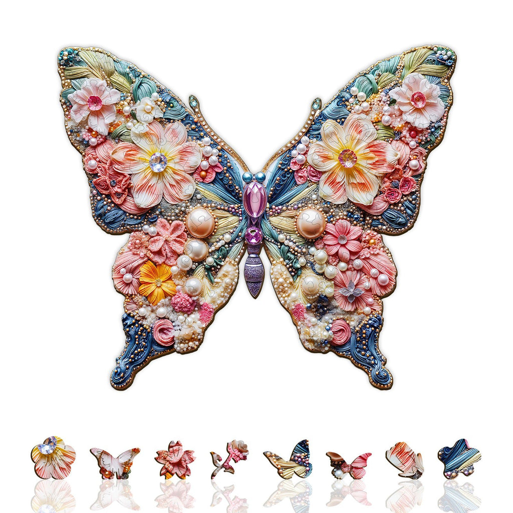 Whimsical Wooden Jigsaw Puzzle - Jewelry Butterfly - pickApuzzle