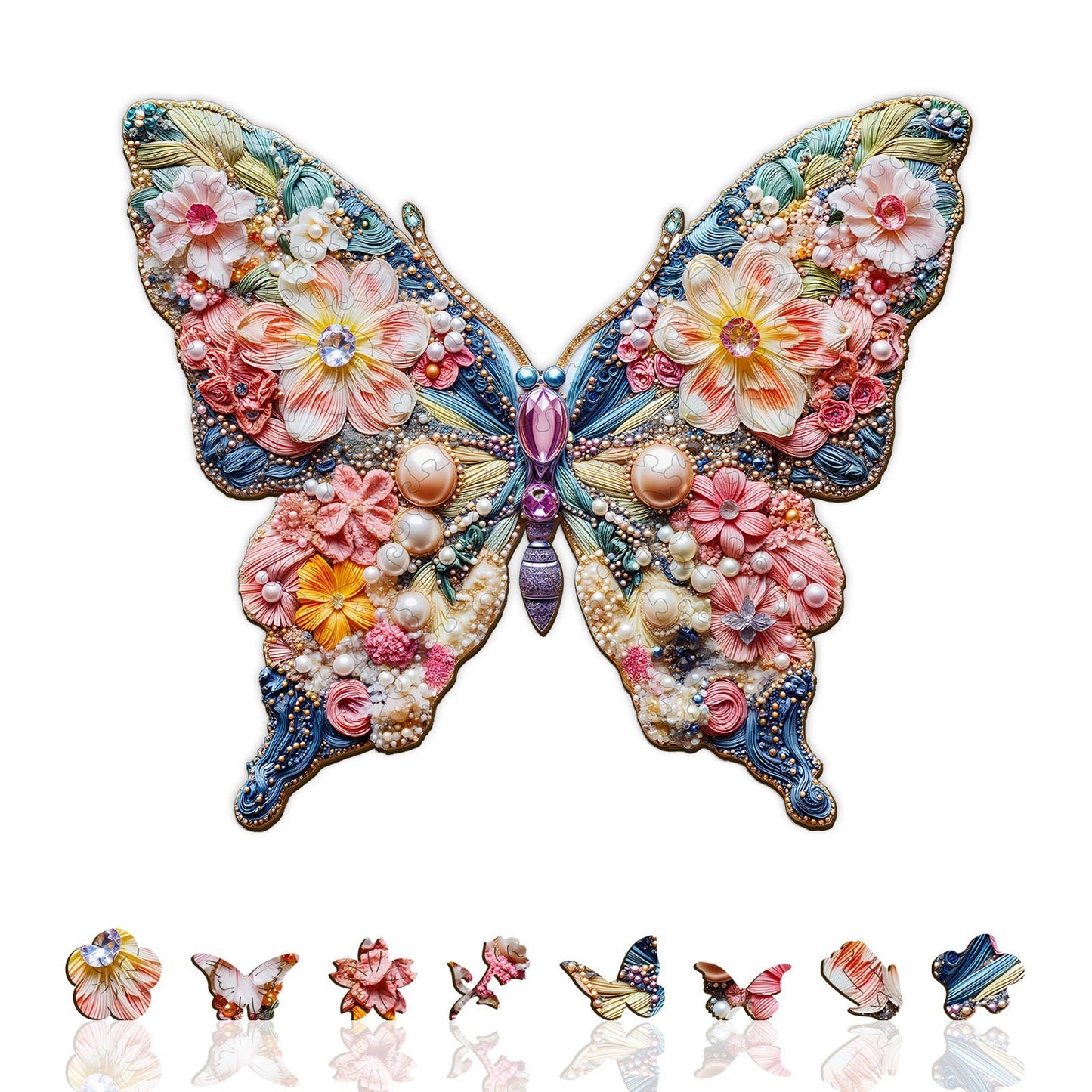 Whimsical Wooden Jigsaw Puzzle - Jewelry Butterfly - pickApuzzle
