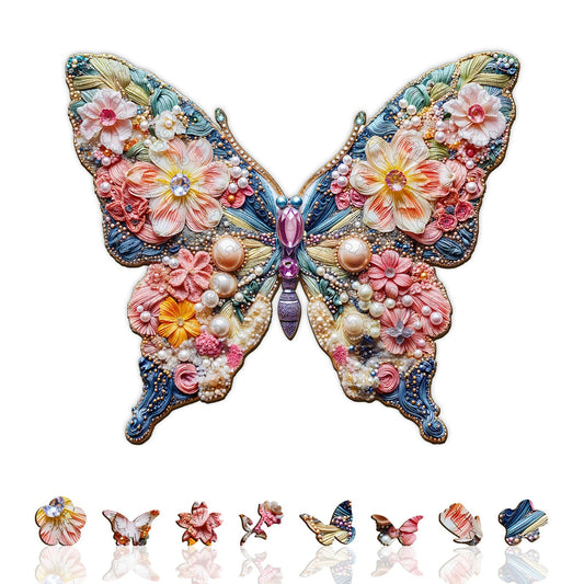 Whimsical Wooden Jigsaw Puzzle - Jewelry Butterfly - pickApuzzle