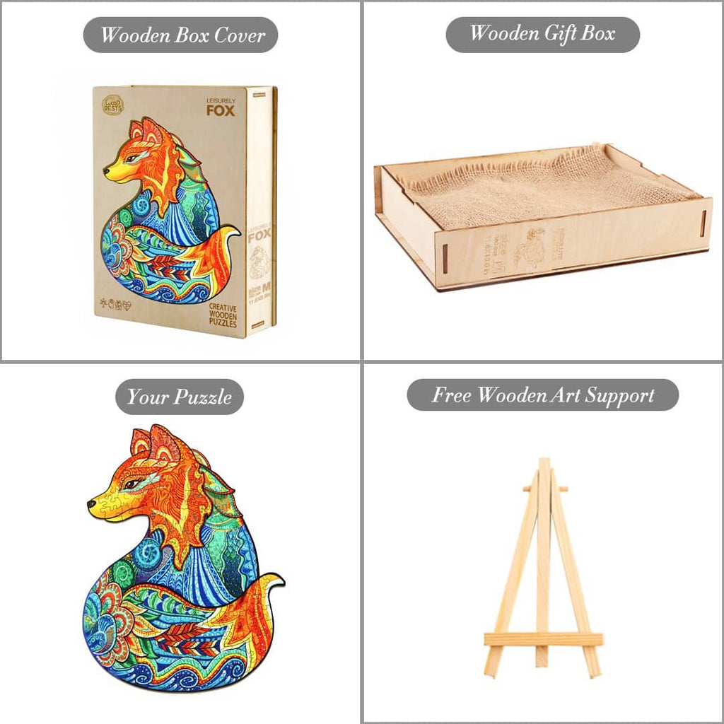 Whimsical Wooden Jigsaw Puzzle-Leisurely Fox