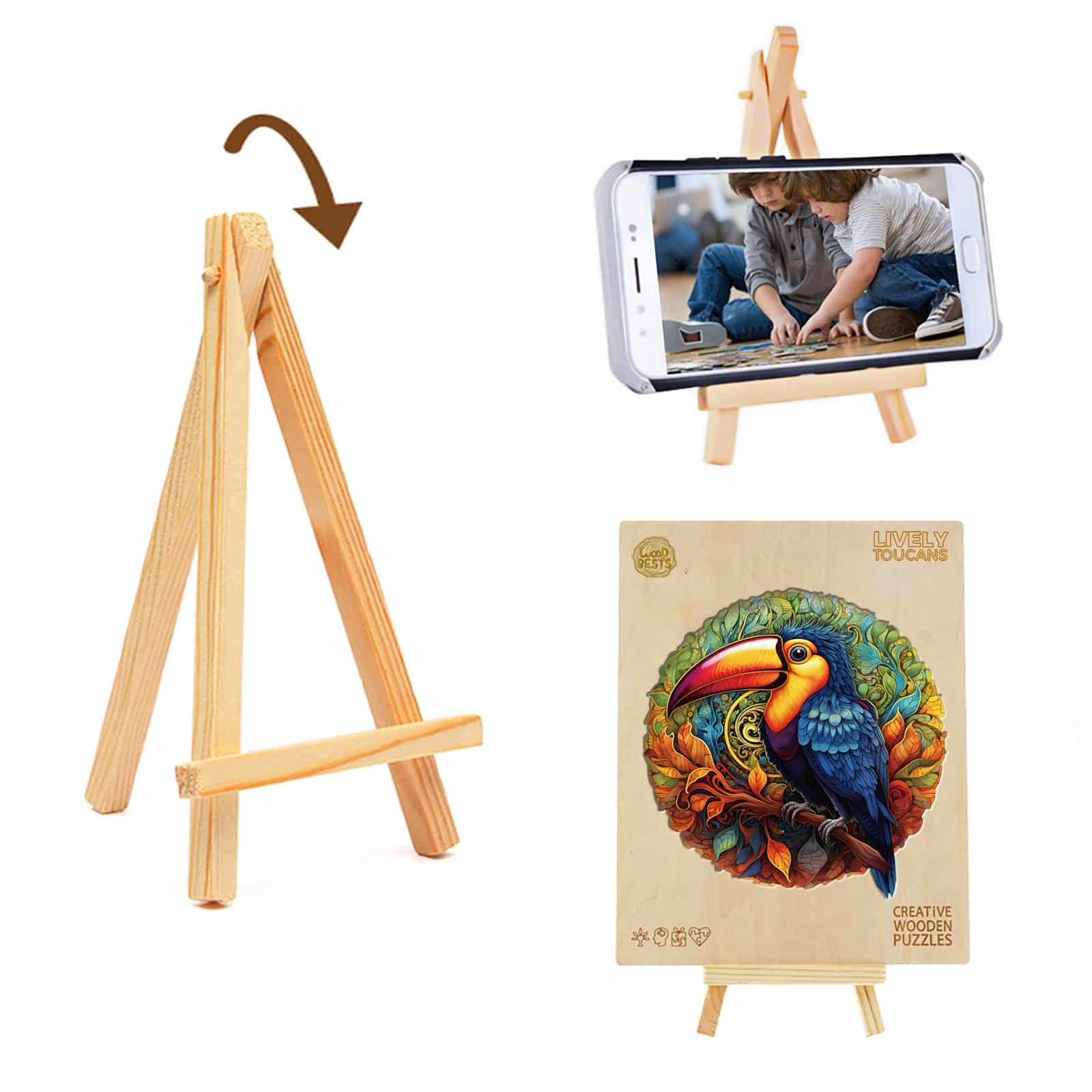 Whimsical Wooden Jigsaw Puzzle-Lively Toucans