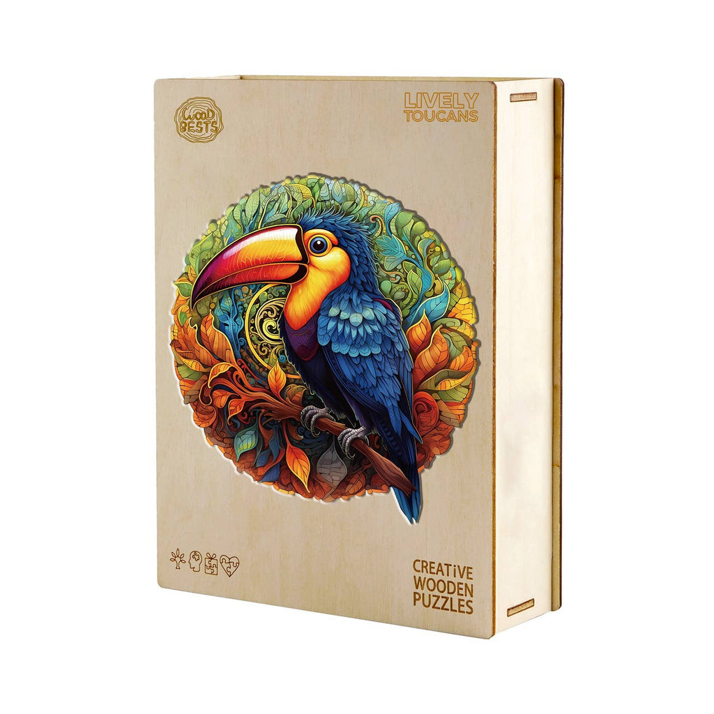 Whimsical Wooden Jigsaw Puzzle-Lively Toucans