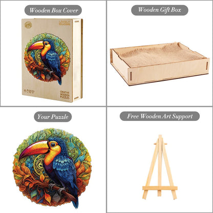 Whimsical Wooden Jigsaw Puzzle-Lively Toucans