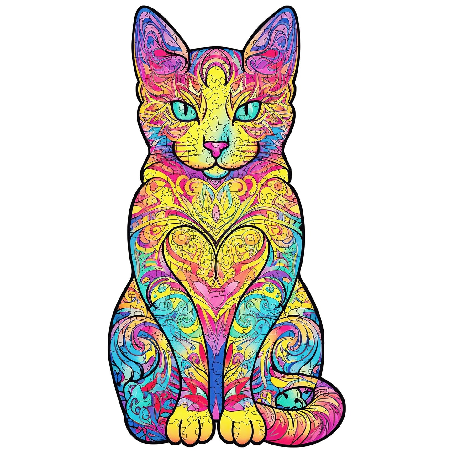 Verspieltes Holzpuzzle – Süße Katze
