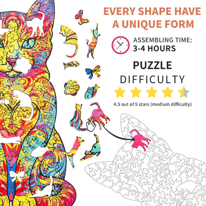 Verspieltes Holzpuzzle – Süße Katze
