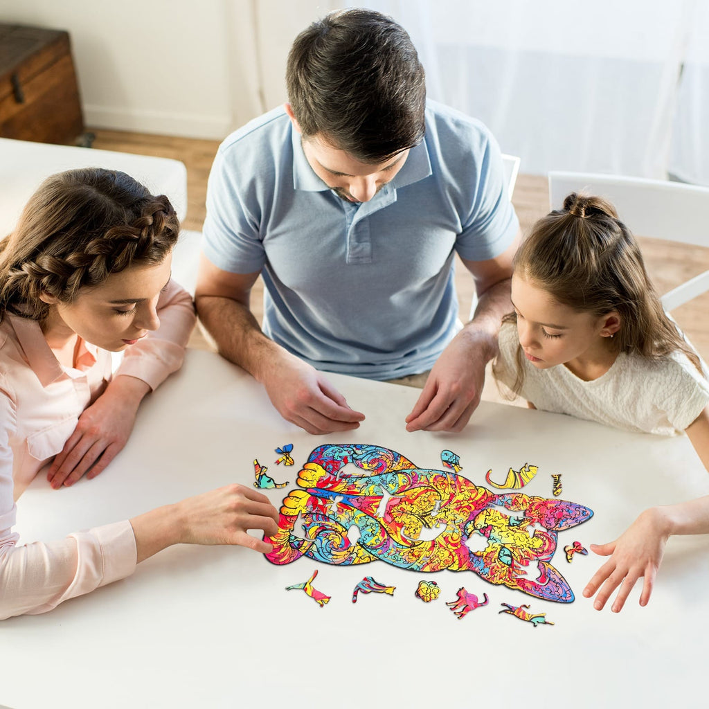 Whimsical Wooden Jigsaw Puzzle- Lovely Cat