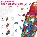 Whimsical Wooden Jigsaw Puzzle- Lovely Parrot