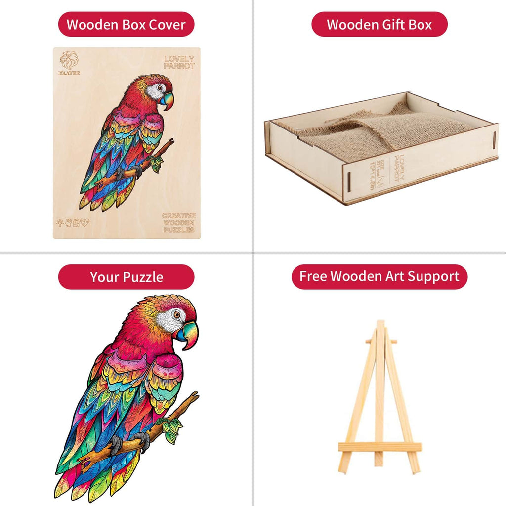 Whimsical Wooden Jigsaw Puzzle- Lovely Parrot