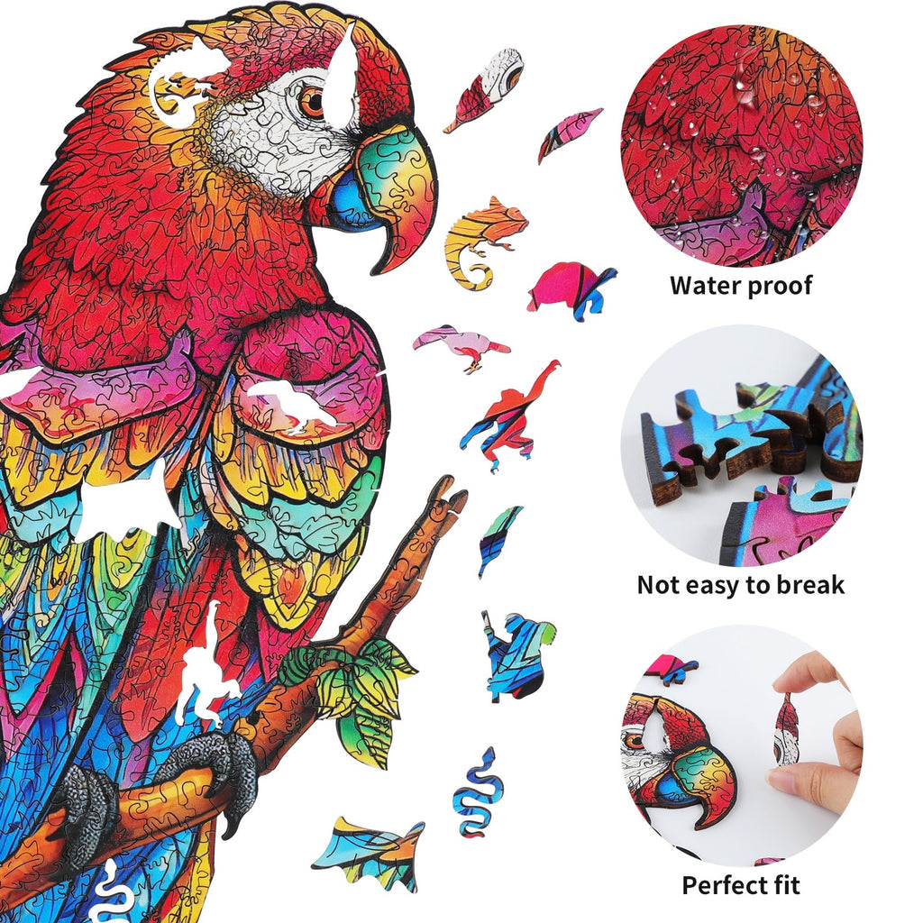 Whimsical Wooden Jigsaw Puzzle- Lovely Parrot