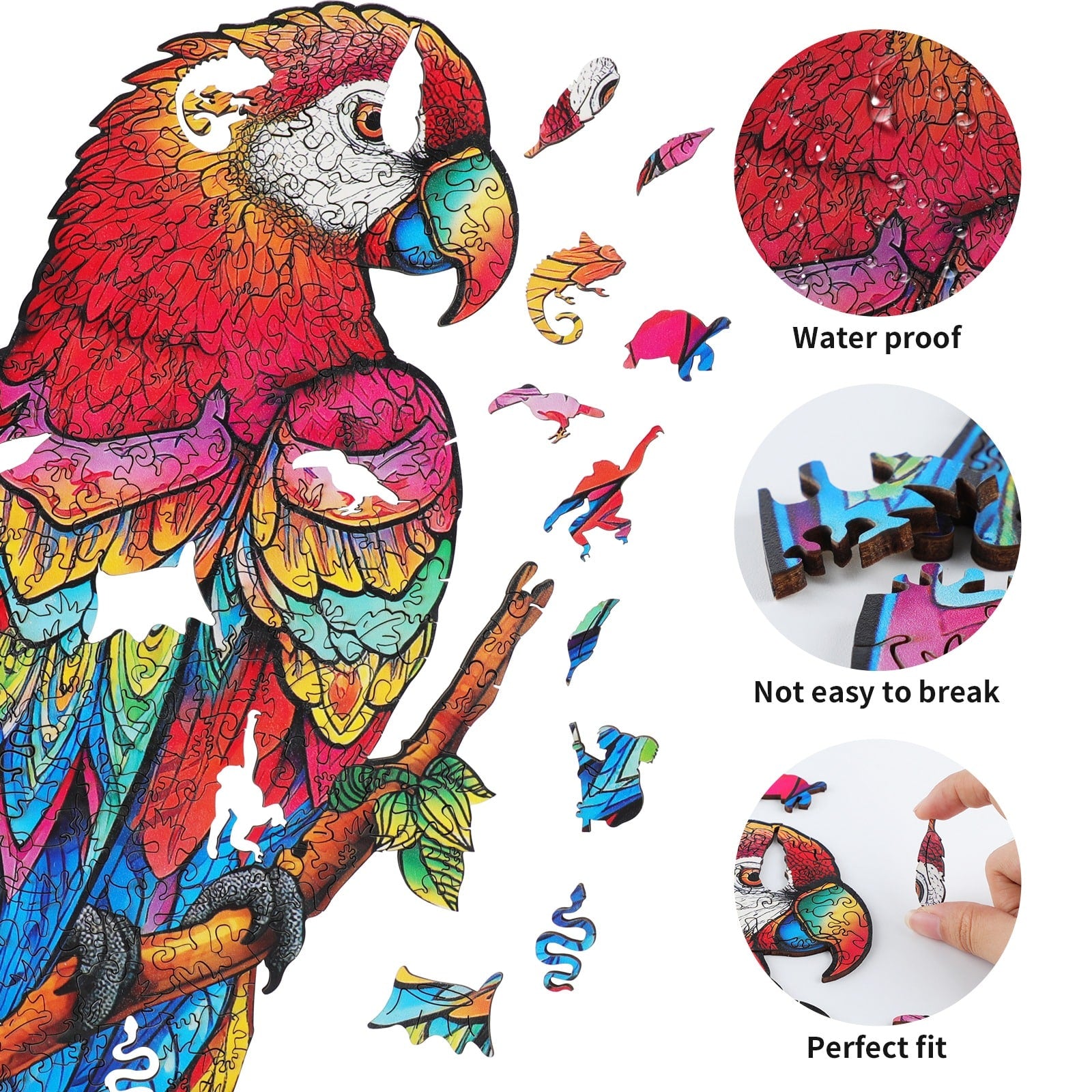 Whimsical Wooden Jigsaw Puzzle- Lovely Parrot
