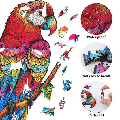 Vogel-Jigsaw-Puzzle aus Holz – „Liebenswerter Papagei“
