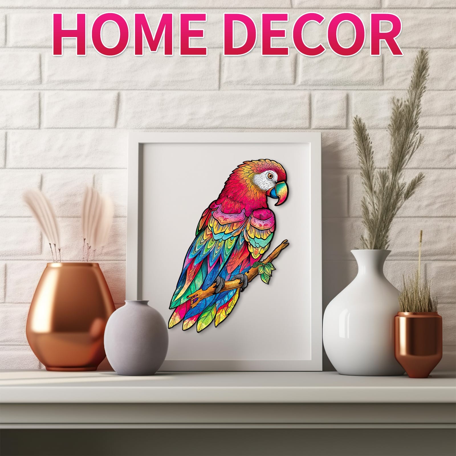 Whimsical Wooden Jigsaw Puzzle- Lovely Parrot