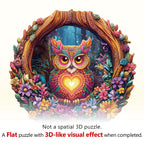 Whimsical Wooden Jigsaw Puzzle - Loving Owl - pickApuzzle