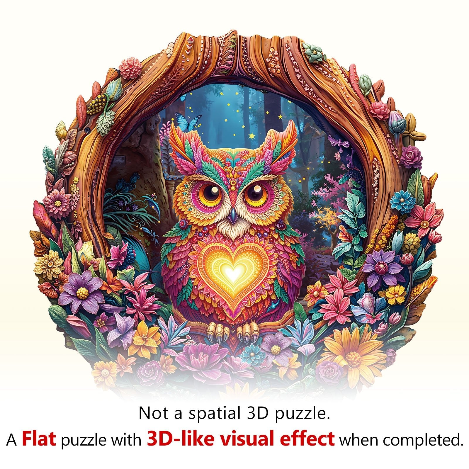 Whimsical Wooden Jigsaw Puzzle - Loving Owl - pickApuzzle