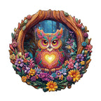 Whimsical Wooden Jigsaw Puzzle- Loving Owl