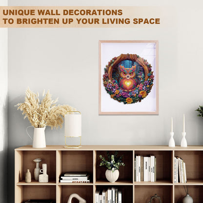 Whimsical Wooden Jigsaw Puzzle - Loving Owl - pickApuzzle