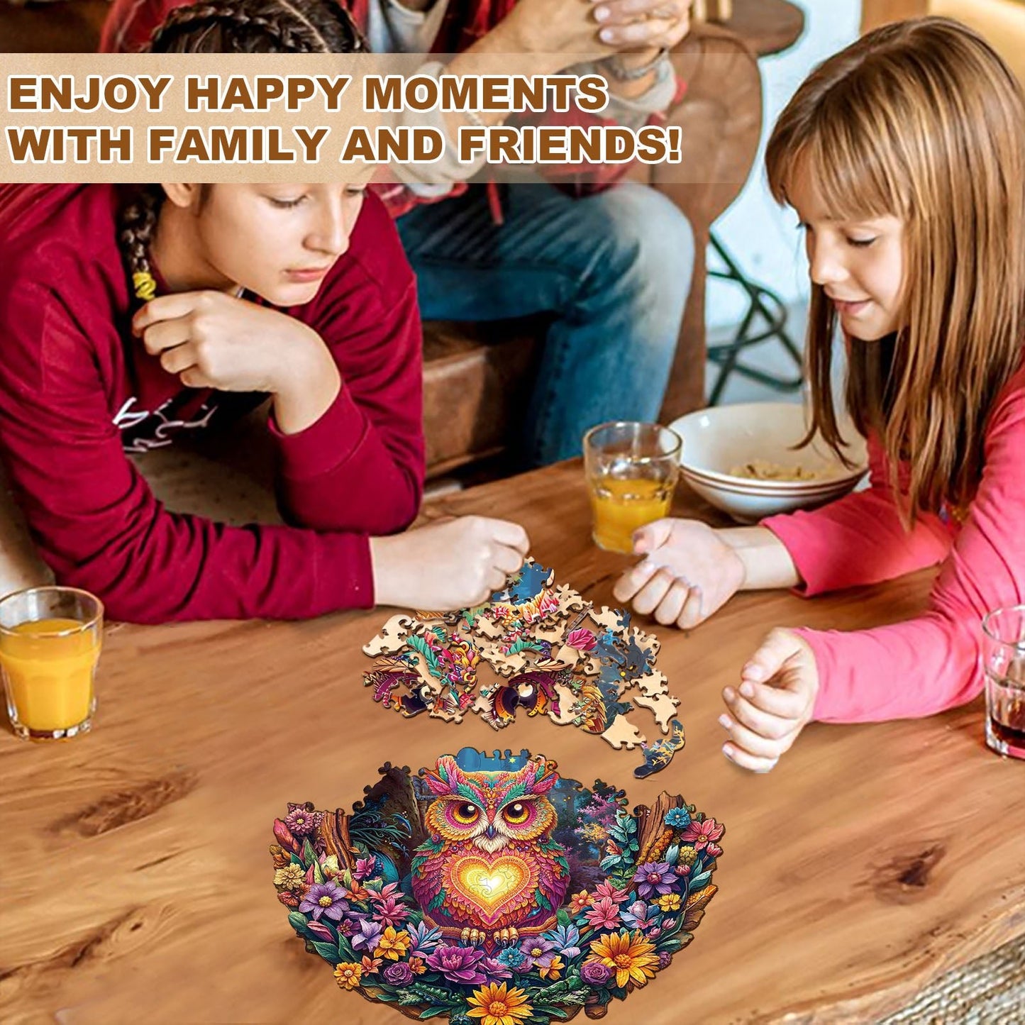 Whimsical Wooden Jigsaw Puzzle - Loving Owl - pickApuzzle