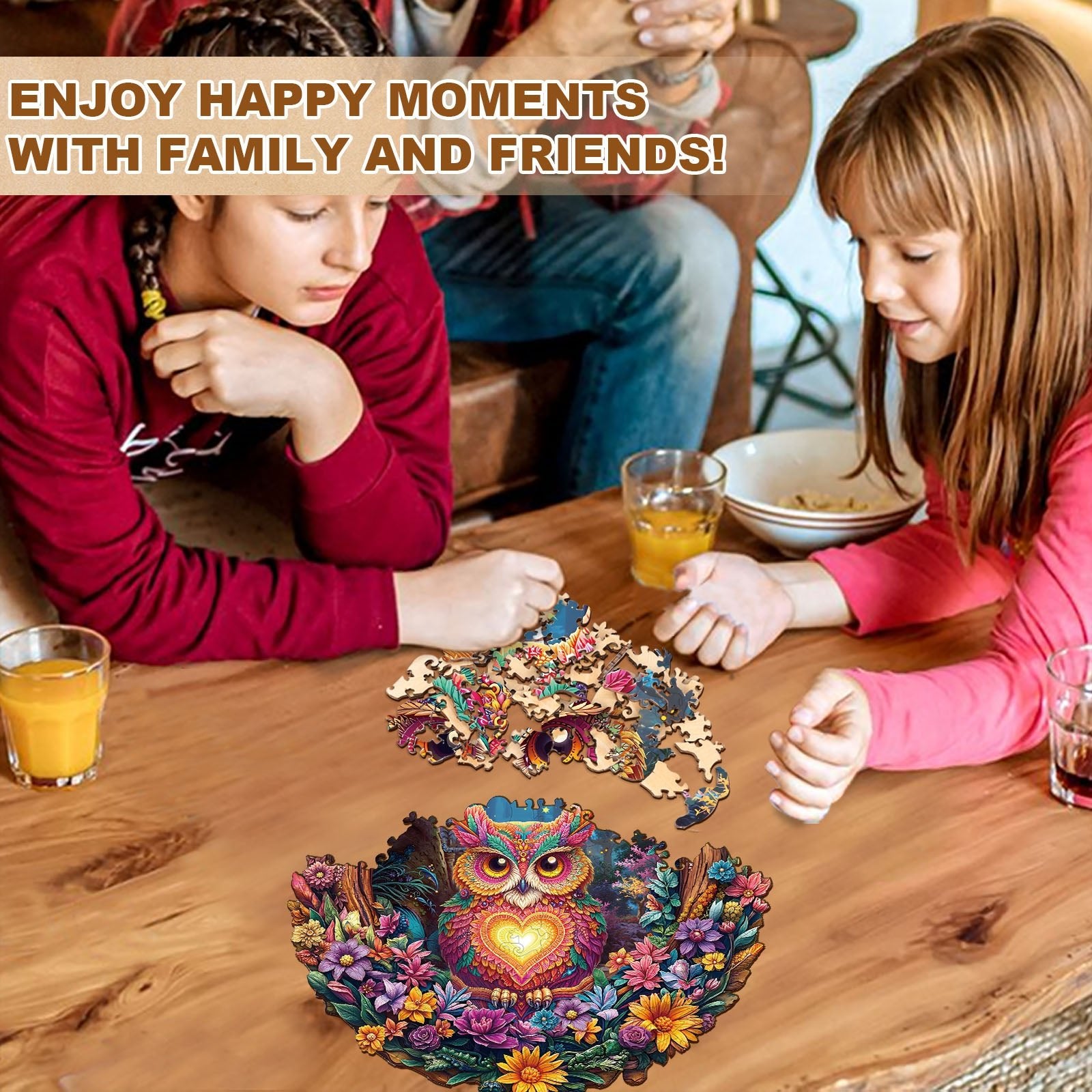 Whimsical Wooden Jigsaw Puzzle - Loving Owl - pickApuzzle