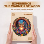 Whimsical Wooden Jigsaw Puzzle - Loving Owl - pickApuzzle