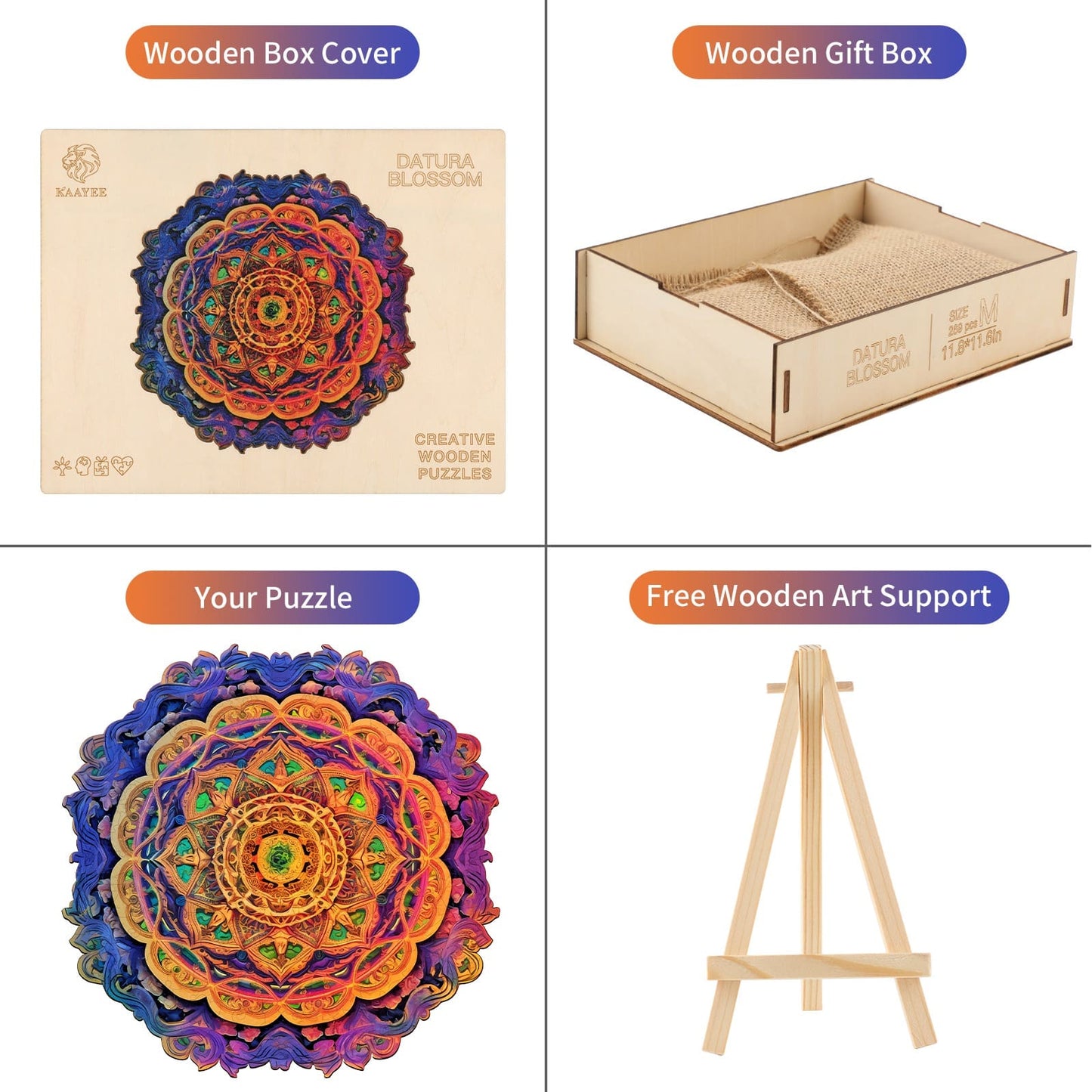 Whimsical Wooden Jigsaw Puzzle - Mandala 4 - pickApuzzle