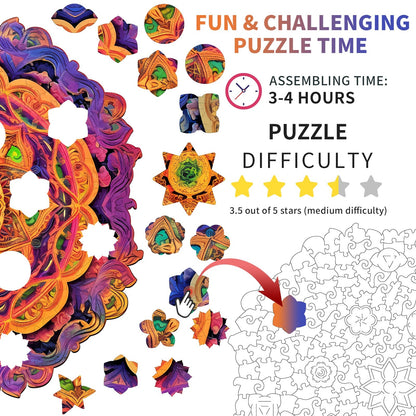 Whimsical Wooden Jigsaw Puzzle - Mandala 4 - pickApuzzle