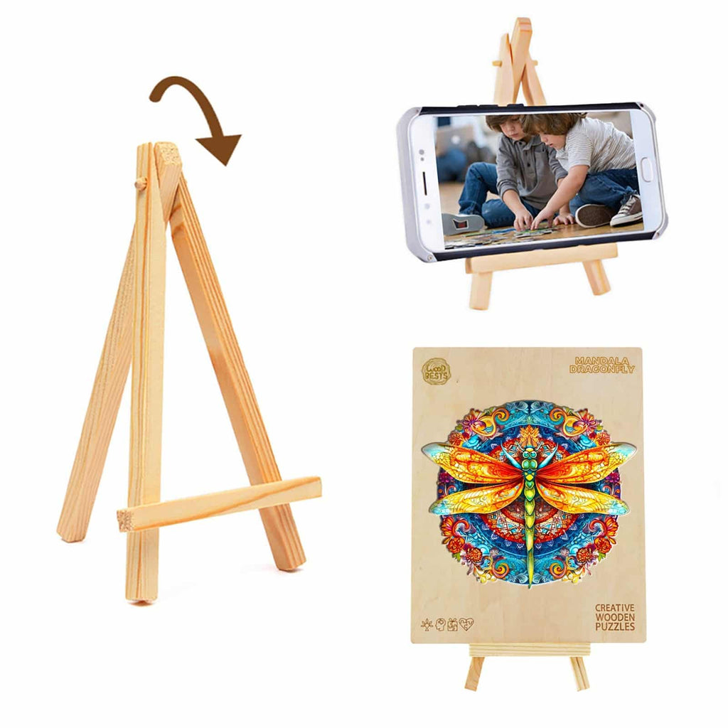 Whimsical Wooden Jigsaw Puzzle-MANDALA DRAGONFLY