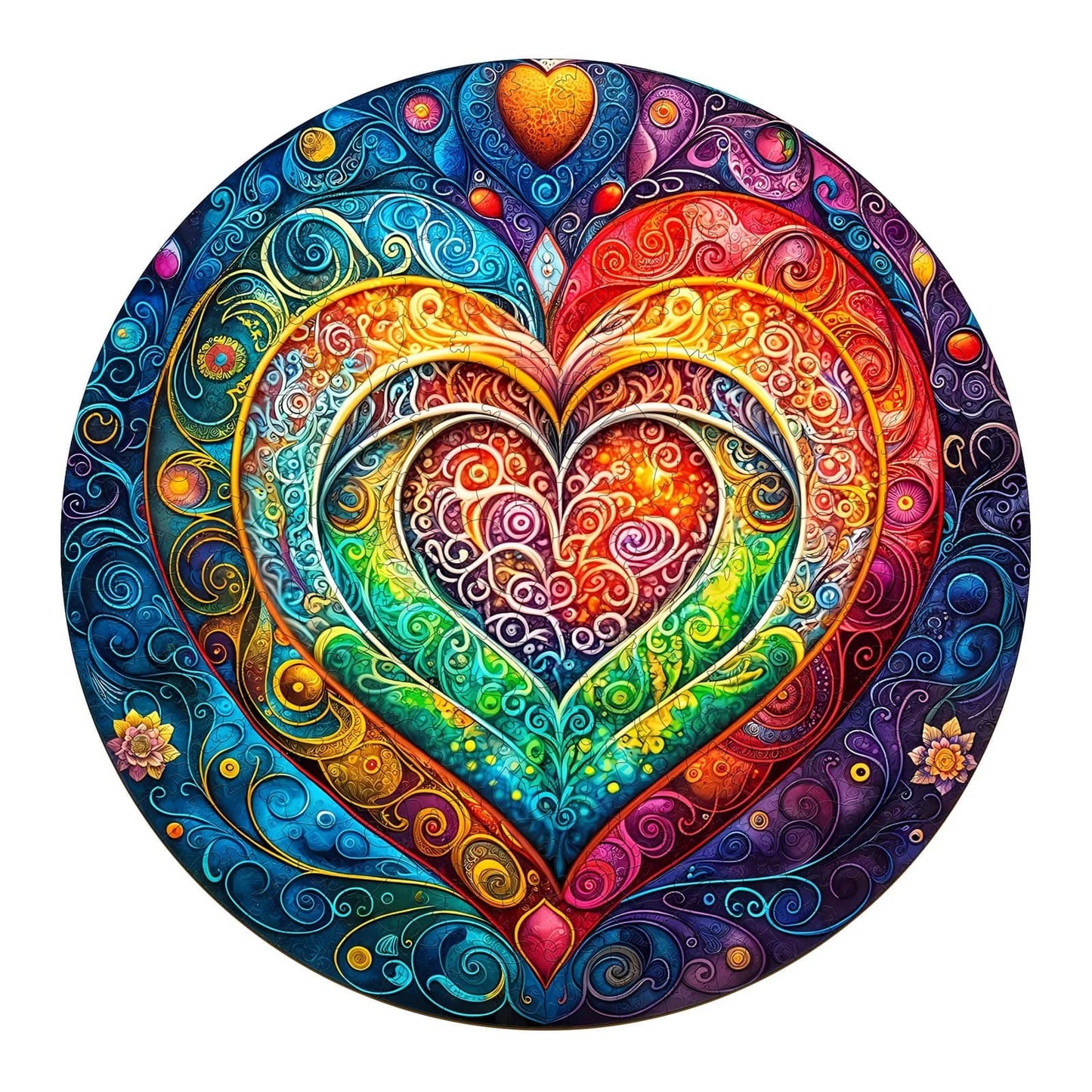 Verspieltes Holz-Puzzle – Mandala-Herz