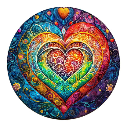 Verspieltes Holz-Puzzle – Mandala-Herz