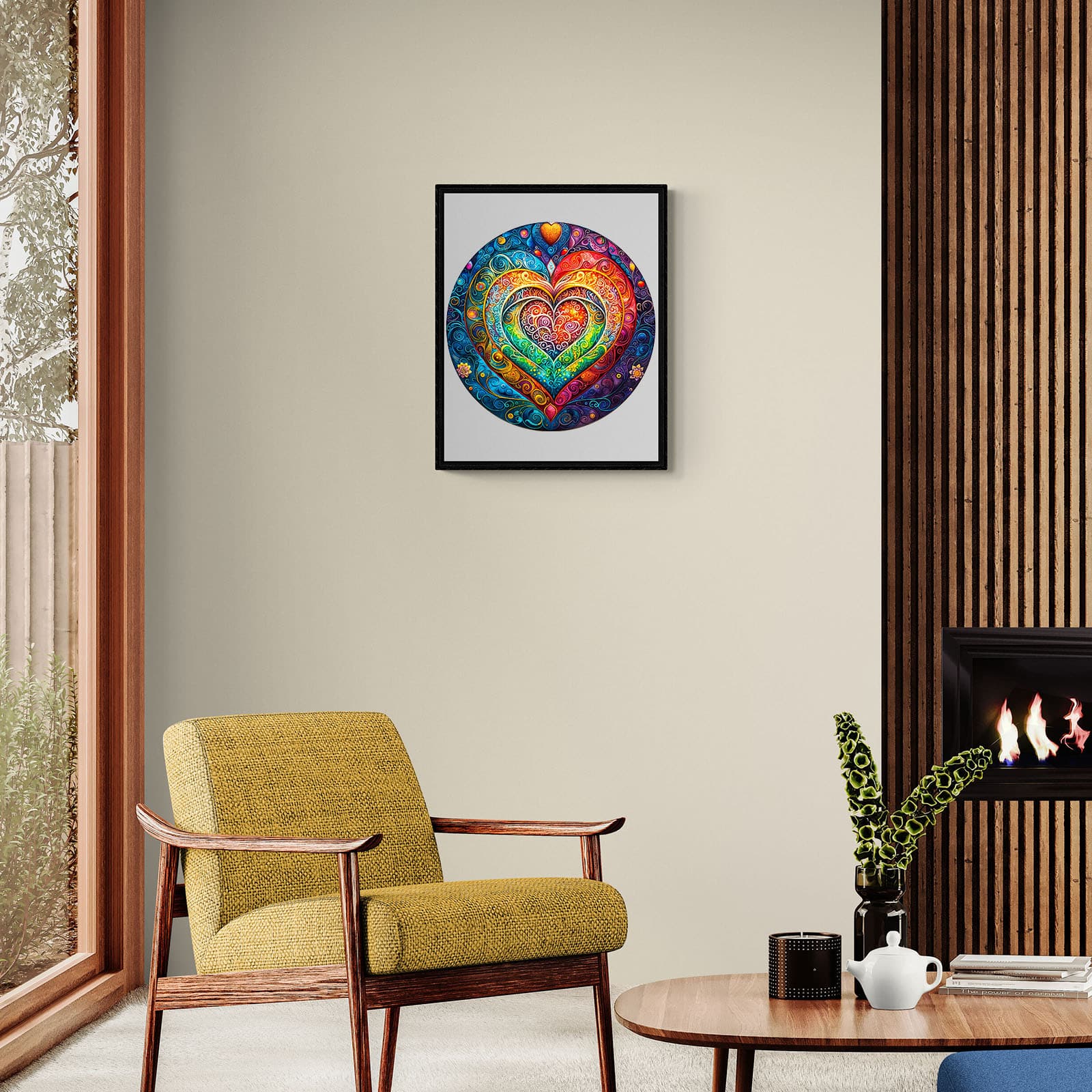 Whimsical Wooden Jigsaw Puzzle - mandala heart - pickApuzzle