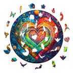 Whimsical Wooden Jigsaw Puzzle - mandala heart - pickApuzzle