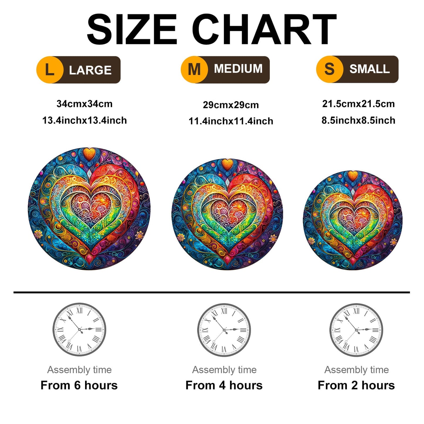 Whimsical Wooden Jigsaw Puzzle - mandala heart - pickApuzzle