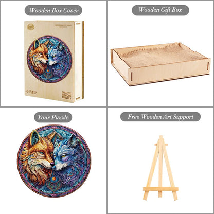 Holzpuzzle im fantasievollen Design-MANDALA YIN YANG WOLF 2