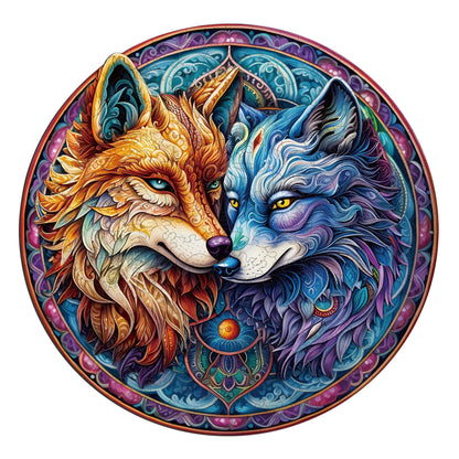 Holzpuzzle im fantasievollen Design-MANDALA YIN YANG WOLF 2