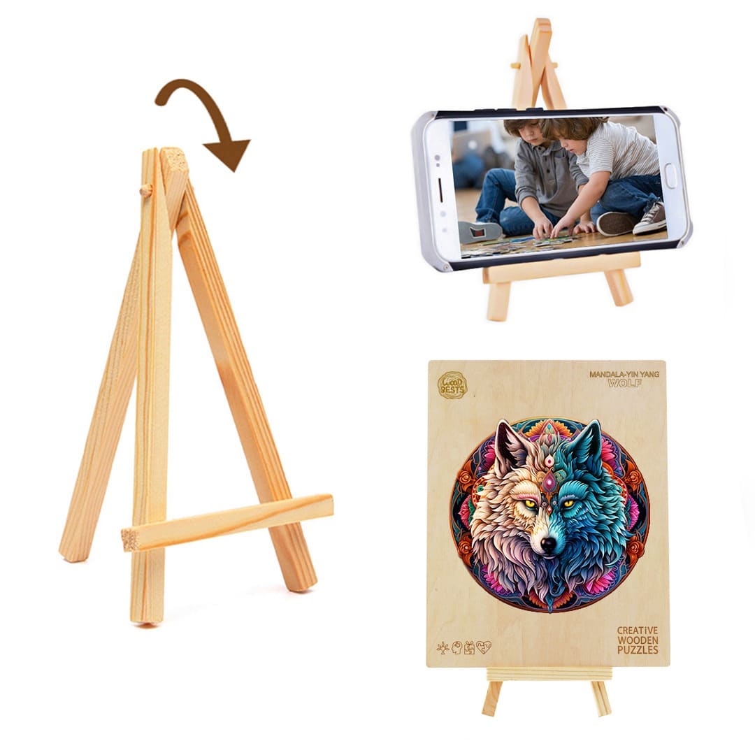 Verspieltes Holzpuzzle-MANDALA YIN YANG WOLF