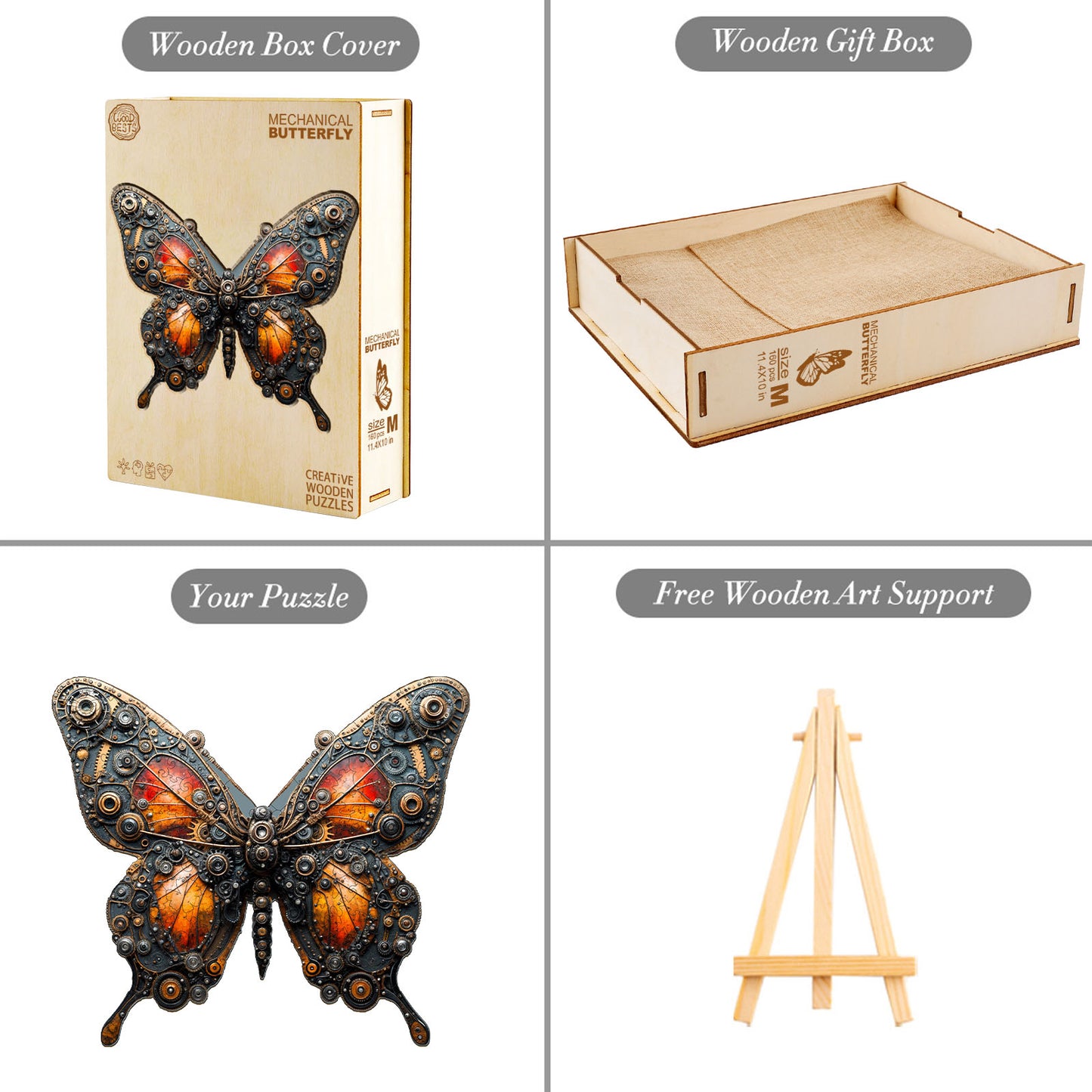 Skurriles Holzpuzzle – Mechanischer Schmetterling