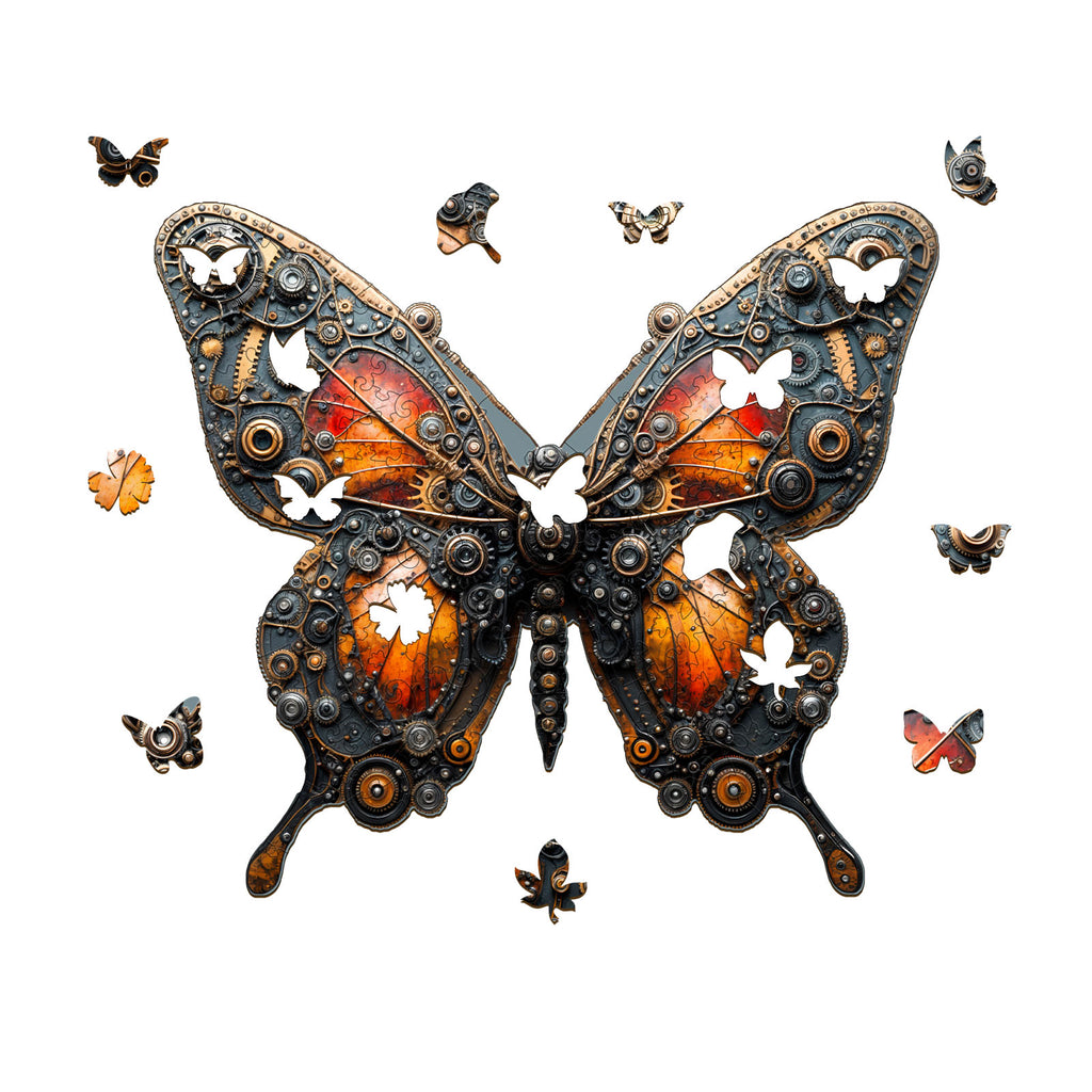 Whimsical Wooden Jigsaw Puzzle-Mechanical butterfly