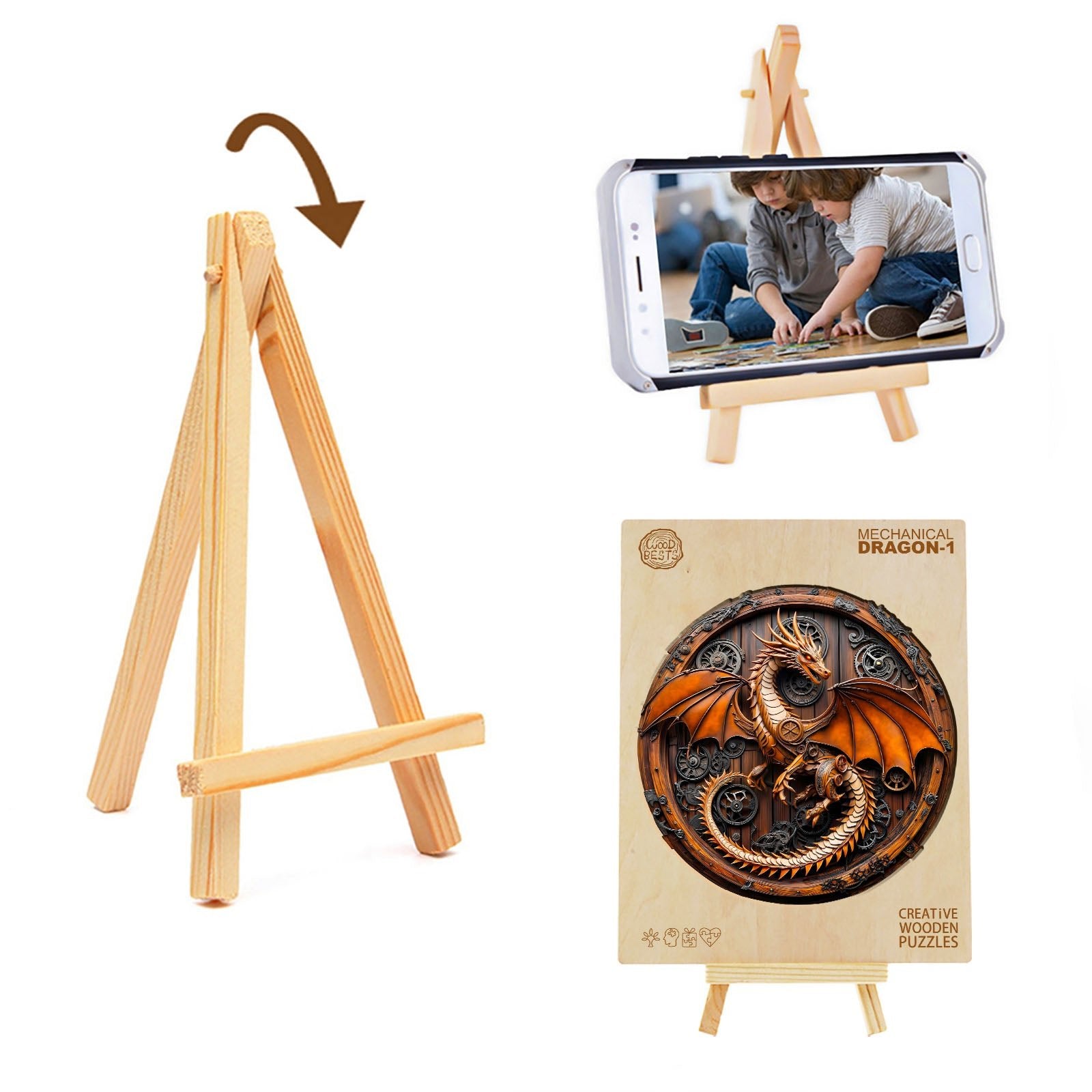 Whimsical Wooden Jigsaw Puzzle - mechanical dragon - 1 - pickApuzzle
