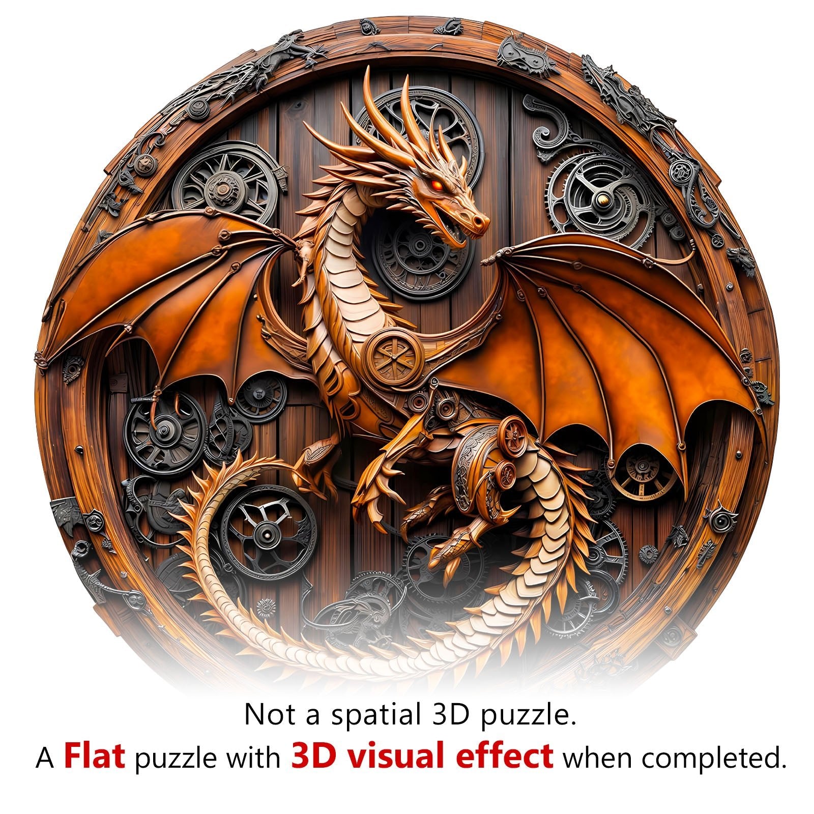 Whimsical Wooden Jigsaw Puzzle - mechanical dragon - 1 - pickApuzzle
