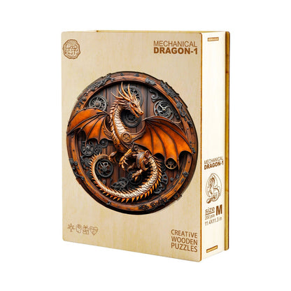 Whimsical Wooden Jigsaw Puzzle - mechanical dragon - 1 - pickApuzzle