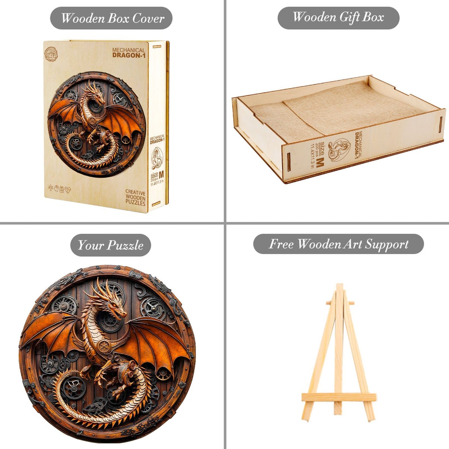 Whimsical Wooden Jigsaw Puzzle - mechanical dragon - 1 - pickApuzzle